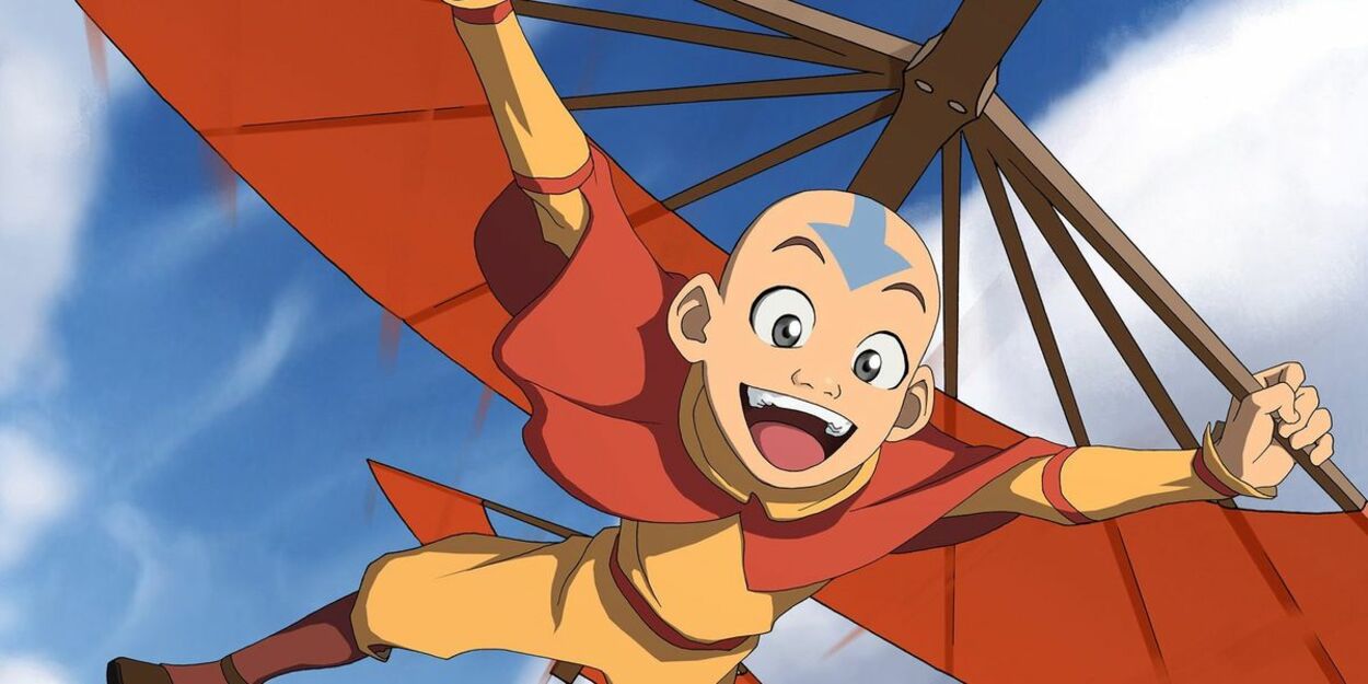 Aang, an Airbender, the last of their kind, flies with the help of his air-bending skills. 