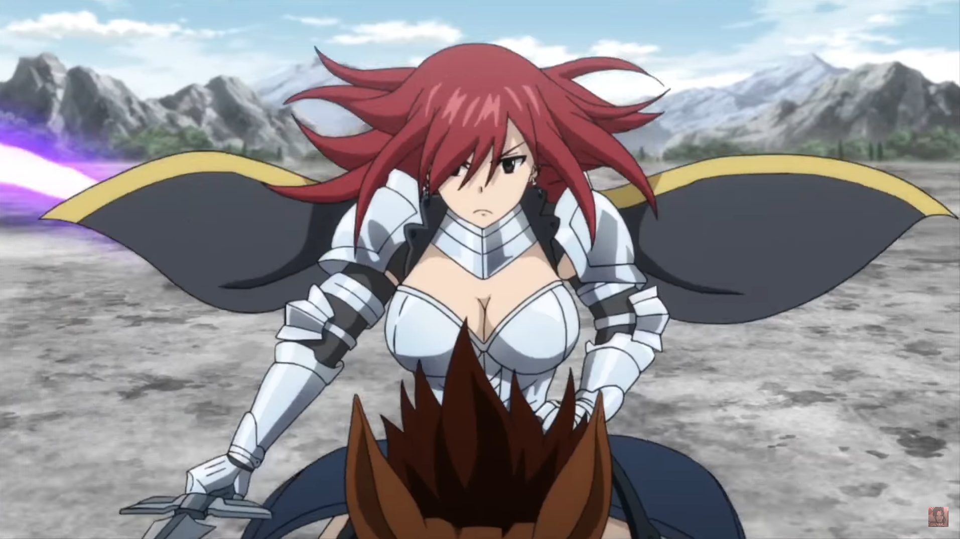 Erza Scarlet from Fairy Tail

Erza, despite having a reserved manner, has shown to have little timidity and an unusual viewpoint.