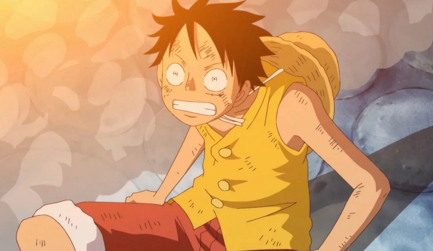 Teary-eyed Luffy's scene after the death of Ace.