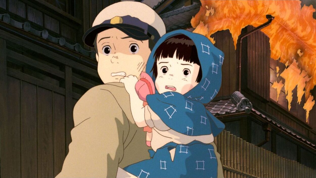 A scene from Grave of the Fireflies
