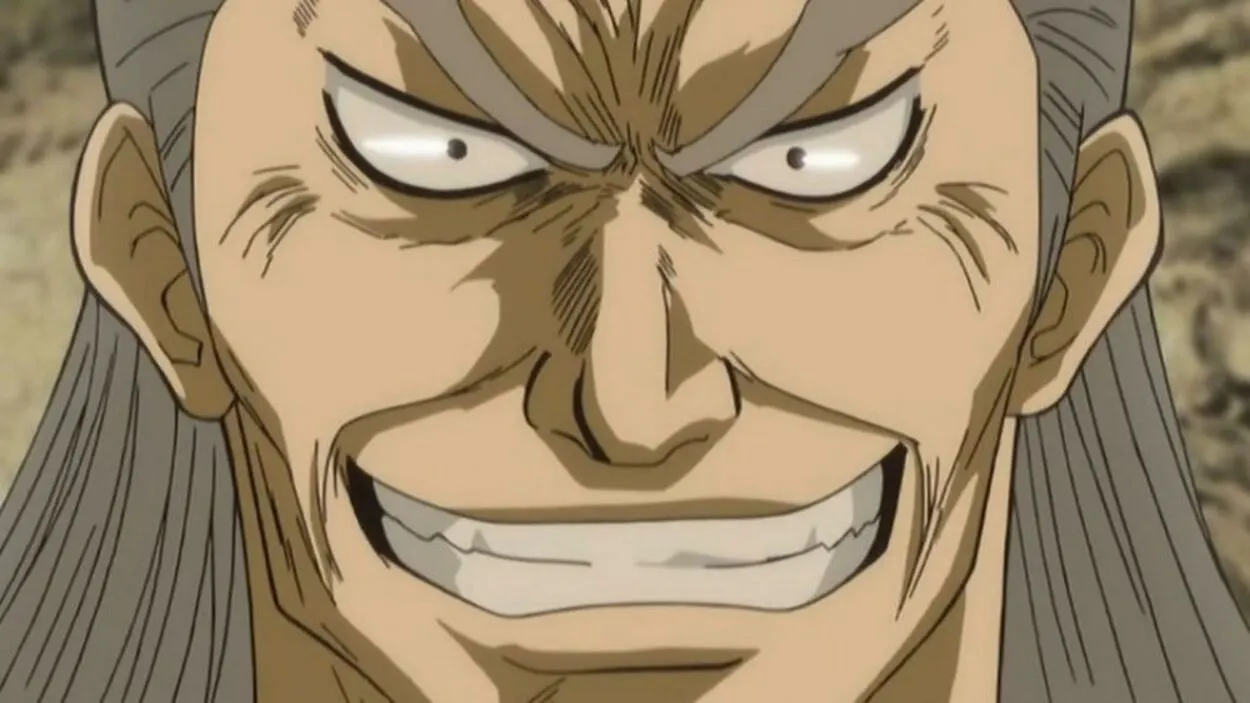 In a scene from Anime, Housen grins.