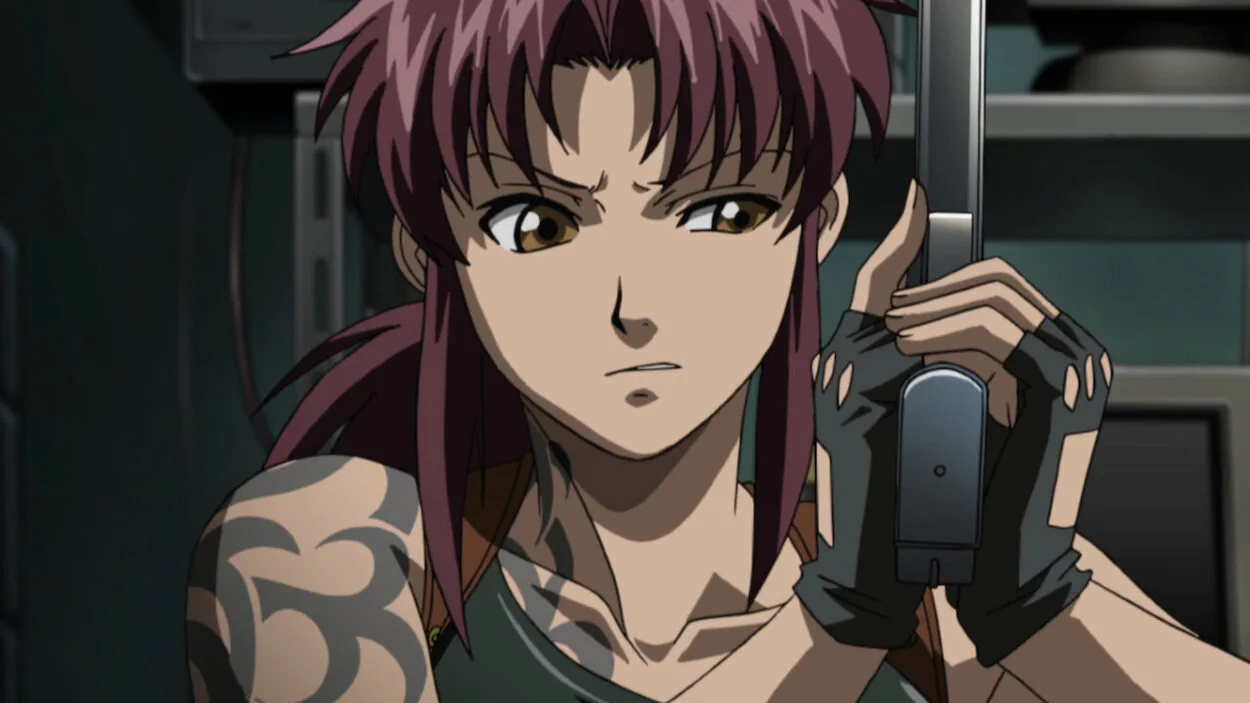 Most of the obscene comedy in Black Lagoon is expressed via the persona of Revy, an unyielding nihilist who slurs and makes improper comments with reckless abandon.