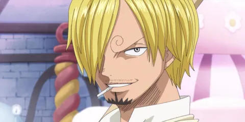 Sanji is having his cigarette on his mouth. 