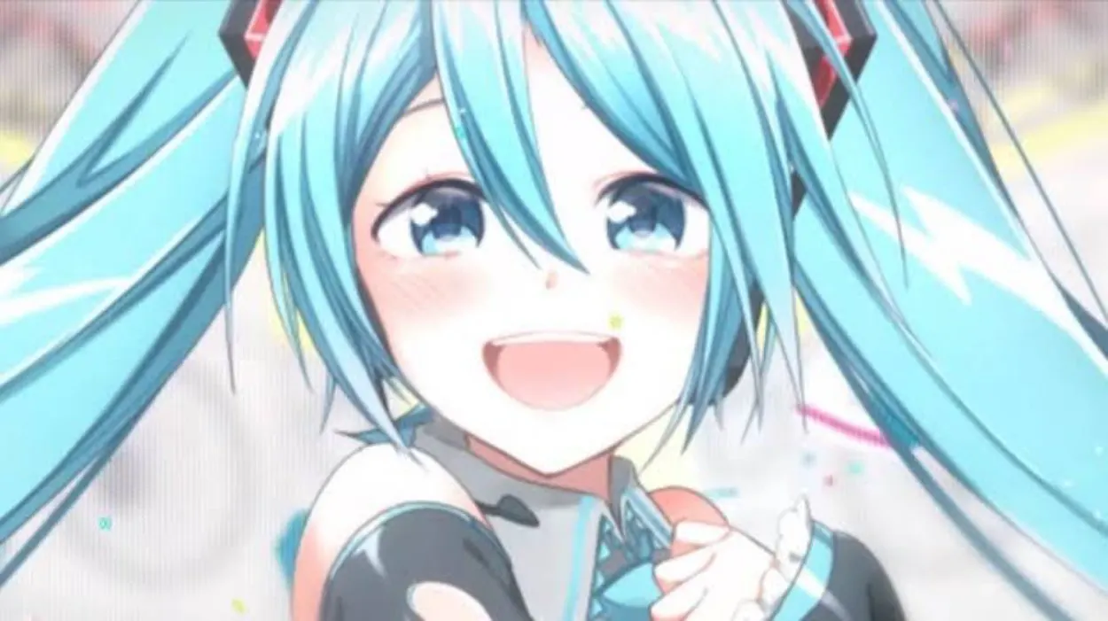 Animated Miku smiles and blushes