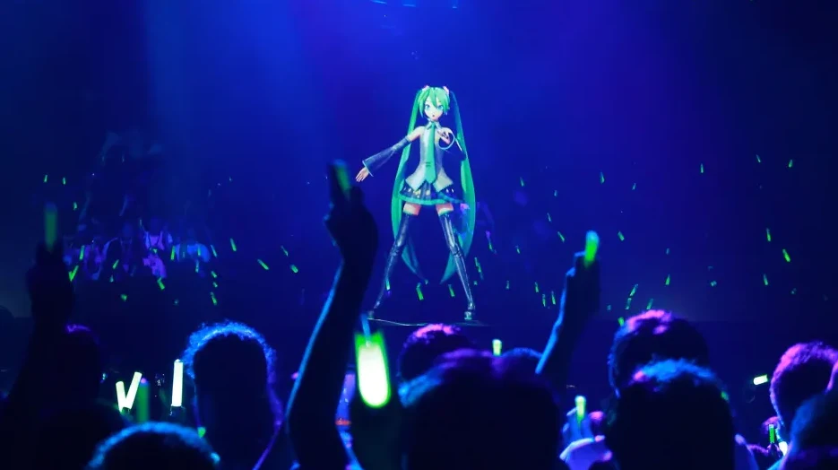 Holographic Miku in a concert