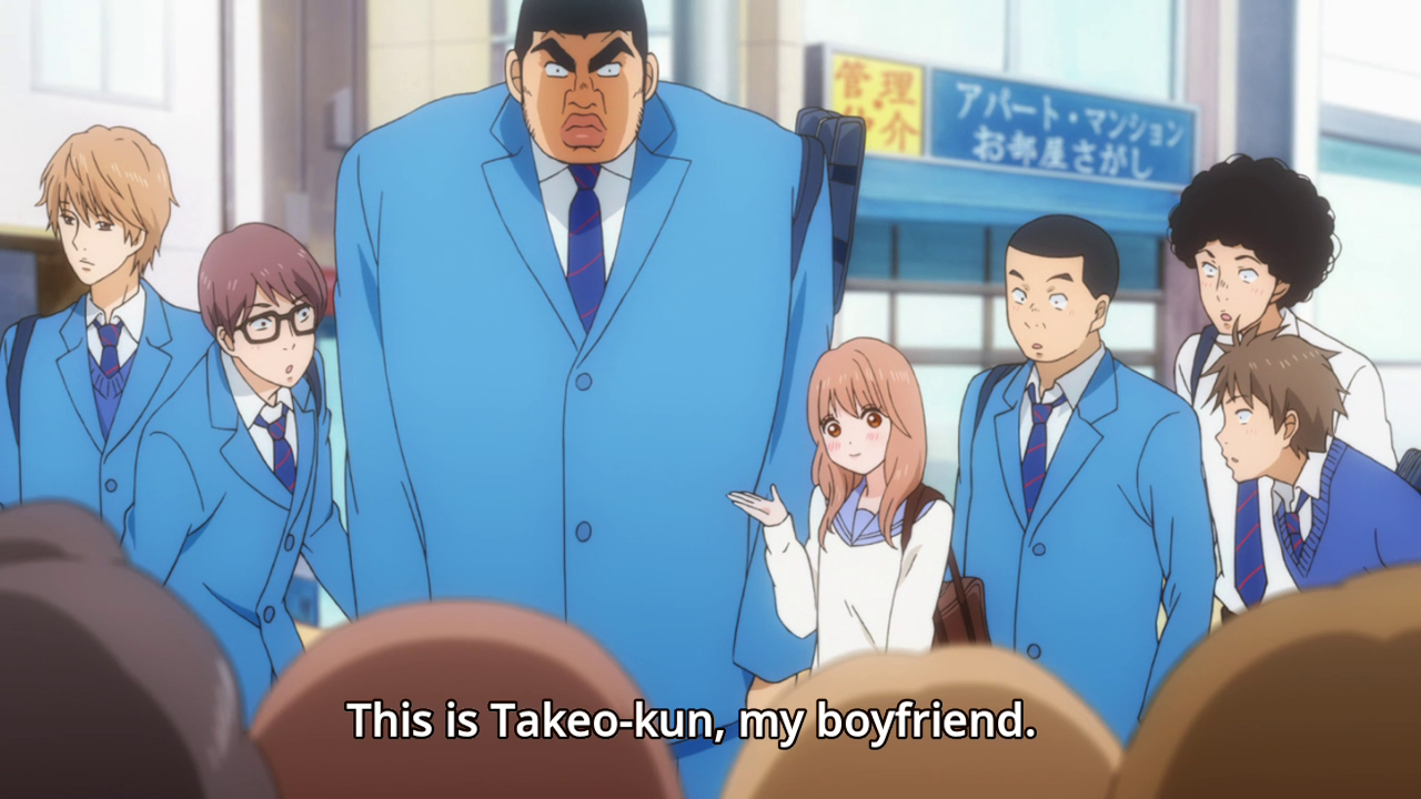 Yamato introducing Takeo to her friends