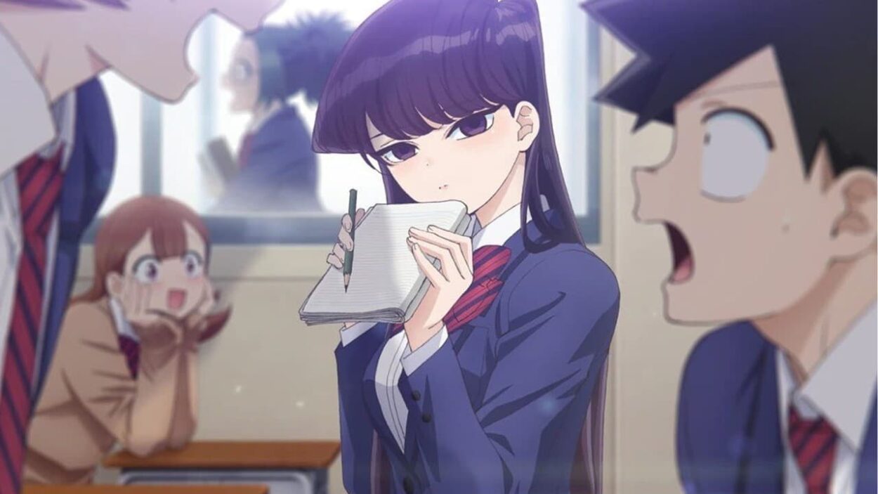 A scene from Komi Can't Communicate which includes Komi and some of her classmates