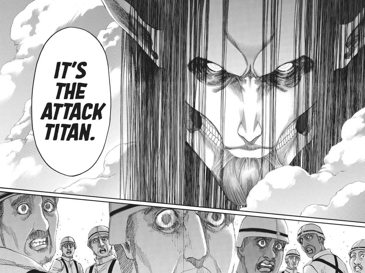 A Manga panel from Attack on Titan/ Shigeki no kyojin