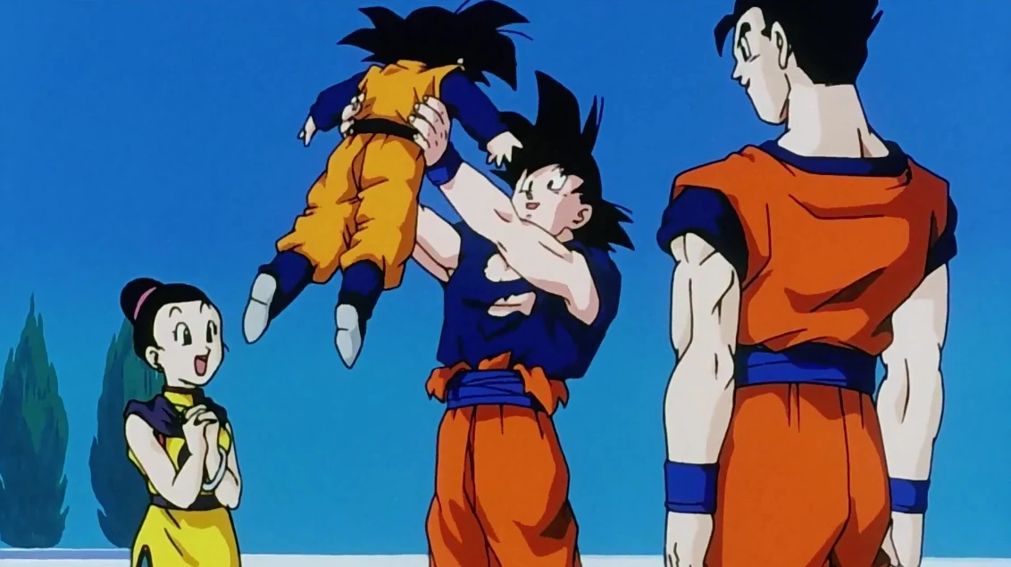 Goku with his sons Goten and Gohan